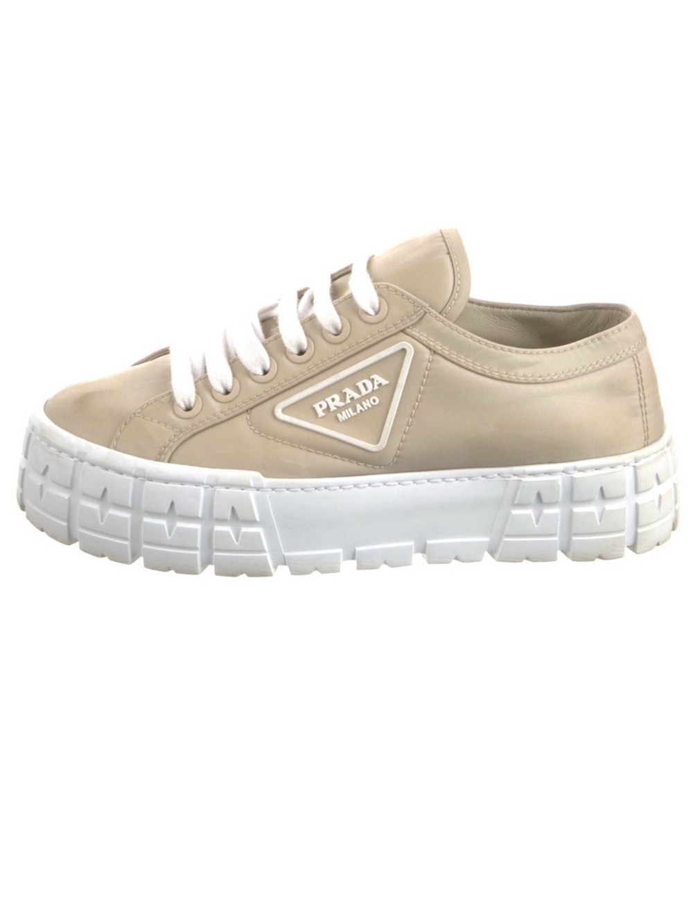Prada Beige nylon Platform Lace-Up Sneaker